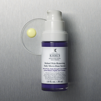Kiehl's Retinol Skin-Renewing Daily Micro-Dose Serum is formulated with a precise dosage of retinol.
